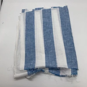 100% Irish Linen craft sample Blue & White Stripe 150 x 20cm approx TY7501 - Picture 1 of 5