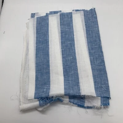 100% Irish Linen craft sample Blue & White Stripe 150 x 20cm approx TY7501 - Image 1 of 4