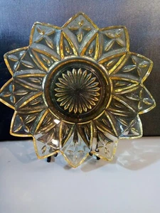 Vintage Federal Glass Yellow Amber Sungold Topaz Petal Bowl 6 1/2" 12 Point AA - Picture 1 of 4