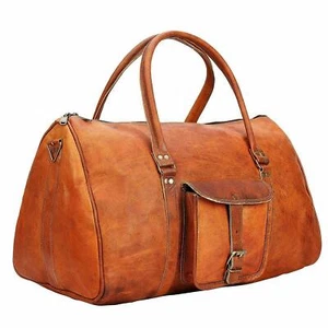 Herren Vintage braun Leder Ziegenleder Gepäck Seesack Sporttasche Übernachtun... - Bild 1 von 2
