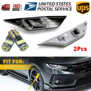 Smoked Side Marker Lamp Turn Signal Light W/ Led Bulbs For Honda Civic 16-2021 - Picture 1 of 12