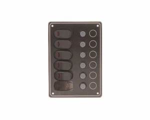 Panel Interruptor Negro Impermeable Pactrade Marine 6 Gang con Cargador USB 5x7.5" - Imagen 1 de 5