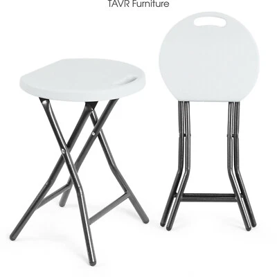 White Folding Stools Max 300lbs Capacity,Portable Set of 2 - Image 1 of 4