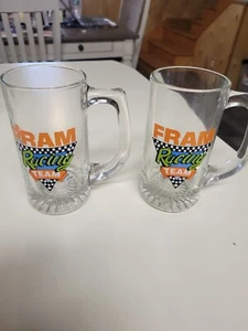 Vintage Fram Racing Mugs Set Of 2 Heavy Duty Glass - Picture 1 of 7