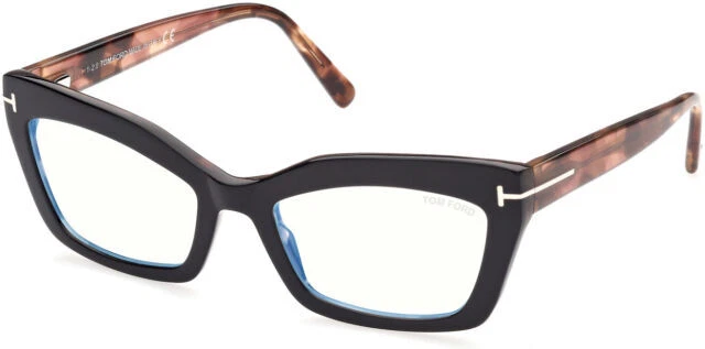 Tom Ford FT5766-B 54/19/140mm Cat Eye Women's Frame - Shiny Black Pink Havana/T Logo