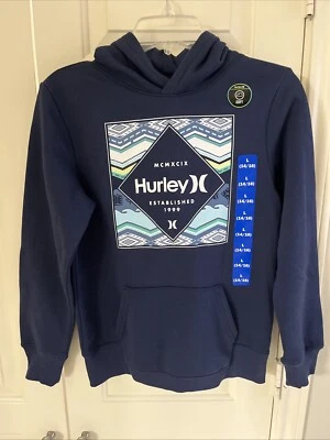NOVO Moletom com Capuz Hurley Azul Marinho Masculino Grande 14/16 - Imagem 1 de 4