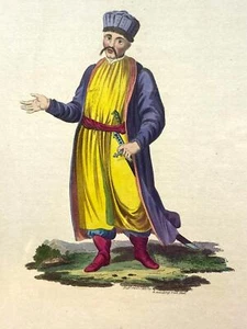 Antique Edward Harding Art Print Engraving Costume of Russian Empire Kabardian - Picture 1 of 11
