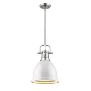 Golden Lighting Duncan 1-Light Pewter 88 in Pendant White Shade - Picture 1 of 3