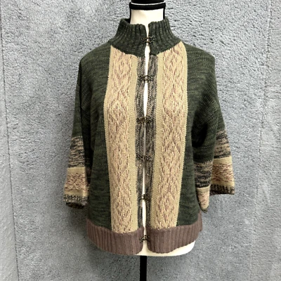 Gimmicks Cardigan Sweater Women M Tan Green Goblincore Earthy Mossy Dark Neutral - Image 1 of 4