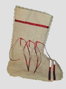 Embroidered  Candlewick Hand made Vintage  Christmas Stocking Angel pattern - Picture 1 of 7