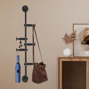 Coat Rack, Coat Rack with 5 Adjustable Hooks, Wall Mounted Vertical Coat Rack - Picture 1 of 16