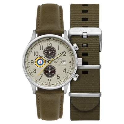 Relógio de pulso de quartzo japonês AVI-8 Hawker Hurricane clássico aço inoxidável 43,5 mm - Imagem 1 de 4