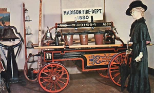 1880 Fire Wagon Engine Department Madison County Museum Nebraska 1966 Postcard  - Picture 1 of 2