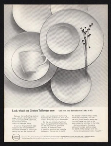 Vajilla Centura 1965 Corning Glass Work borde platino apto para lavavajillas anuncio impreso - Imagen 1 de 3