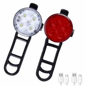 Rear Bike Lights Back Bicycle Light Set LED Front USB Rechargeable Waterproof UK - Picture 1 of 14