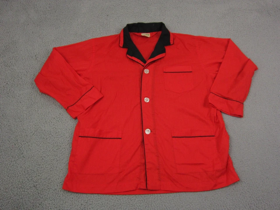 True Vintage Pierre Cardin Shirt Adult 48 Red Black Mens Pajama 60s 70s Sleep - Image 1 of 4