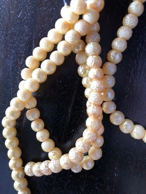 120 Glaswachsperlen Perlen Krepp 6 mm Gelbgold HOBBYAUFLÖSUNG - Bild 1 von 2