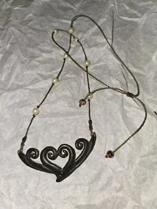 Collar Hecho a Mano Concha de Coco y Perla Natural Piedra Boho Tribal Sostenible - Imagen 1 de 6