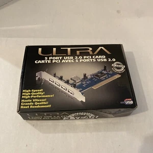 Ultra 5 Port USB 2.0 High-Speed 480Mbps USB2 PCI Controller Adapter - Picture 1 of 13