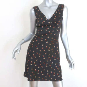 Victoria Victoria Beckham Mini Slip Dress Black Ditsy Floral Print Satin Size 0 - Picture 1 of 7