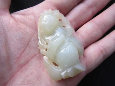 ANTIGUO Chino Qianlong Jade Niño Jade Niños Dinastía Qing China = 1 Foto 1 de 4