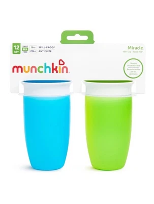 Munchkin® Miracle® 360° taza para niños pequeños, 10 oz, azul/verde, unisex, paquete de 2 Foto 1 de 4