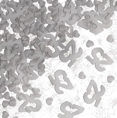 Confetti coriandoli decorativi tavolo 25° anniversario - nozze d'argento 14gr - Immagine 1 di 2