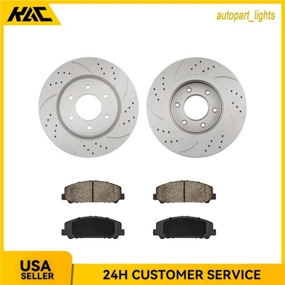 Nuevo kit de pastillas de freno de rotor perforadas delanteras para Infiniti QX56 2007 2008 09 2010 350 mm Foto 1 de 4