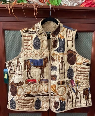 Ralph Lauren Equestrian Reversible Vest RARE NWT! Sz 3X Horse Saddle Plus Size - Image 1 of 4