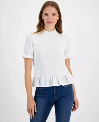 Top de mezclilla para mujer Nautica talla S manga abullonada ajustado Foto 1 de 3