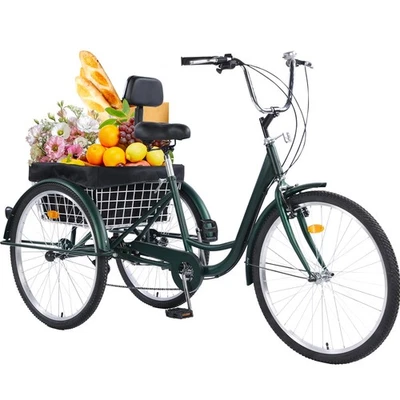 Triciclo 24" adulto 7 velocidades - 3 ruedas Comfort Cruiser con cesta de la compra, verde Foto 1 de 4