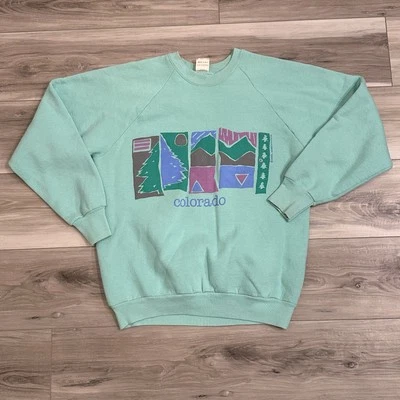 Sudadera De Colección Azul Manga Raglán Colorado Art Carol Konen 1990 Adulto Grande Foto 1 de 4