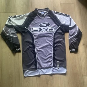 AXO Motocross Jersey Men’s Large Gray Black Made In Italy Elbow Padding - Picture 1 of 15