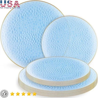 Шикарные одноразовые тарелки с золотым ободком экологичная посуда для мероприятий 32 штуки новые - Изображение 1 из 4