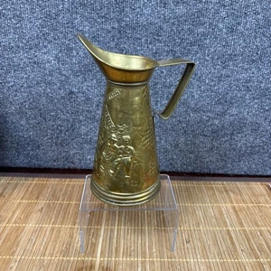 VTG Brass Pitcher Embossed Dutch Windmill Scene, Made in England, 8” Tall - Picture 1 of 6