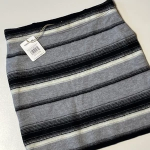 Toad & Co Merino Wool Heartfelt Sweater Skirt Sz L Heather Grey Ombre Stripe NWT - Picture 1 of 9