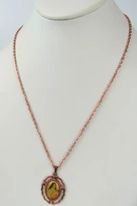 St Therese of Lisieux Color Pendant Rose Gold Tone Necklace Catholic Saint Pray - Picture 1 of 5