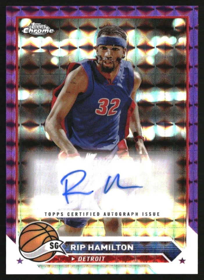 2023-24 Topps Chrome Autographs Purple Geometric Refractors #CGRIH Rip Hamilton - Image 1 of 2