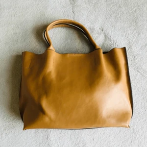 Co-Lab Cognac Leather Small Tote Bag - Picture 1 of 16