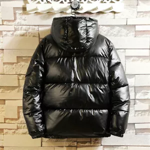 Herren Damen Kapuze Pufferjacke Parka Gepolstert Mantel Top Winter Warm Glänzend - Bild 1 von 13