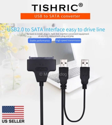 SATA 7+15 Pin 22Pin to USB 2.0 Cable Adapter For 2.5" Laptop Hard Drive Disk HDD - Image 1 of 4