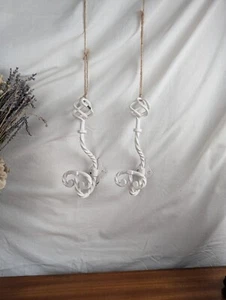 Paar Wandhaken Schmiedeeisen weiß, Kleiderbügel und Kleiderbügel - Bild 1 von 7