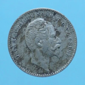 SVEZIA OSCAR I 25 ORE 1855 ARGENTO SILVER COIN qSPL CURRENCY COLLEZIONE - Foto 1 di 2