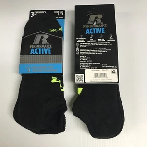 Russell DRI-POWER 360 Performance Active No-Show Socks, Black, Large, 6 pairs - Picture 1 of 1