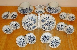 12 Pc Blue Danube Divided Relish / Condiment Serving Dishes, Cups, Saucers Japan - Picture 1 of 12