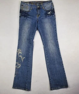 Request Womens Denim Dark Wash Bootcut 5 Pockets Blue Art Jeans Size 30 - Picture 1 of 11