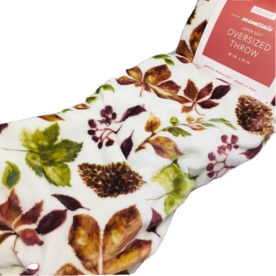Envogue Fall Leaves Pinecone Throw Blanket Microfleece Thanksgiving Decor 60x70