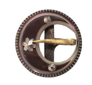 Gefärbte lila Perle mit geschliffenem Stahl Stern Schnalle Design antiker Knopf - Bild 1 von 4