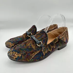 Hudson London Liberty Velvet Loafers Shoes Womens Size US 9 Brown Blue Floral - Picture 1 of 9