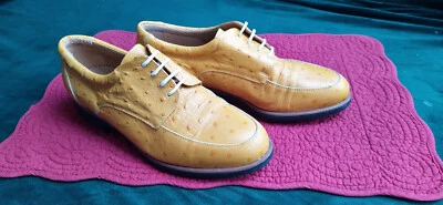 zeitloser Damen Golfschuhe VeraPelle Leder Gr. 38,5 gelb braun neuwertig Italien - Bild 1 von 4